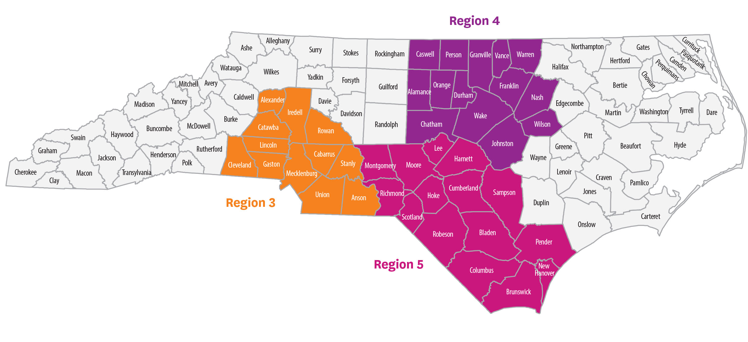 Mapa de cobertura de Carolina del Norte. Las áreas cubiertas van antes de la imagen.