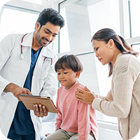 doctor, child and mom